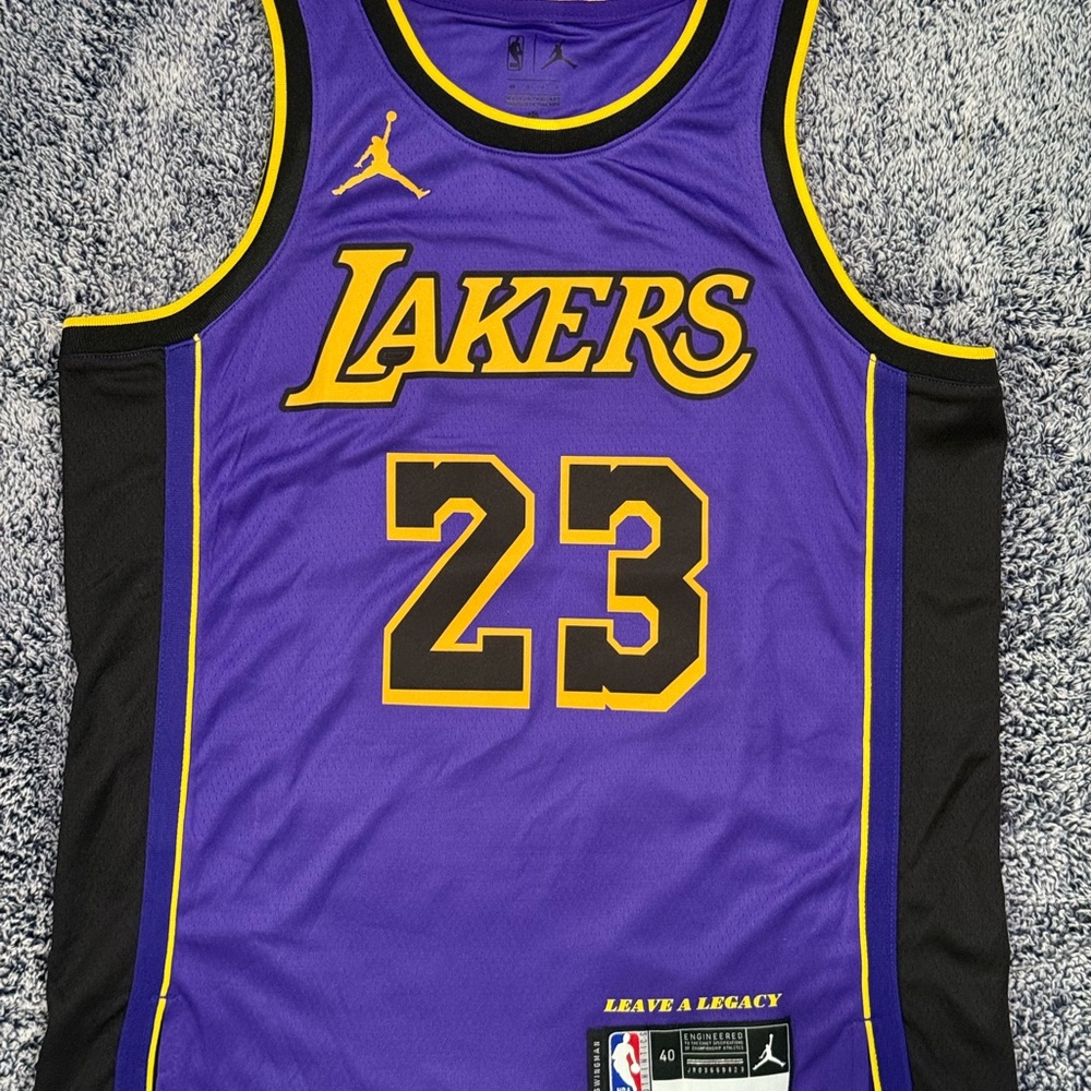 Los Angeles Lakers #23 LeBron James Statement Swingman Jersey